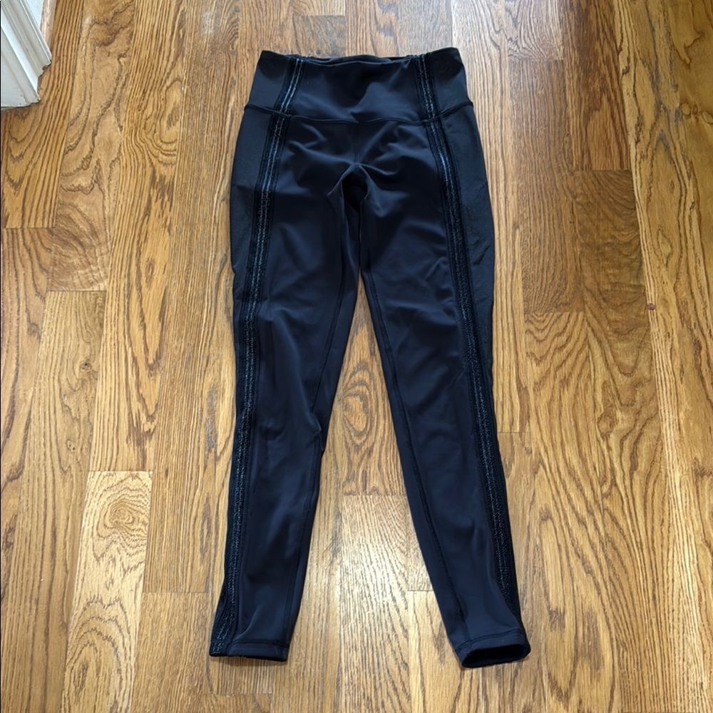 Lululemon Black High-Waisted Leggings with lace design